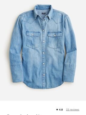J.Crew Light Blue Denim Western Shirt. EUC